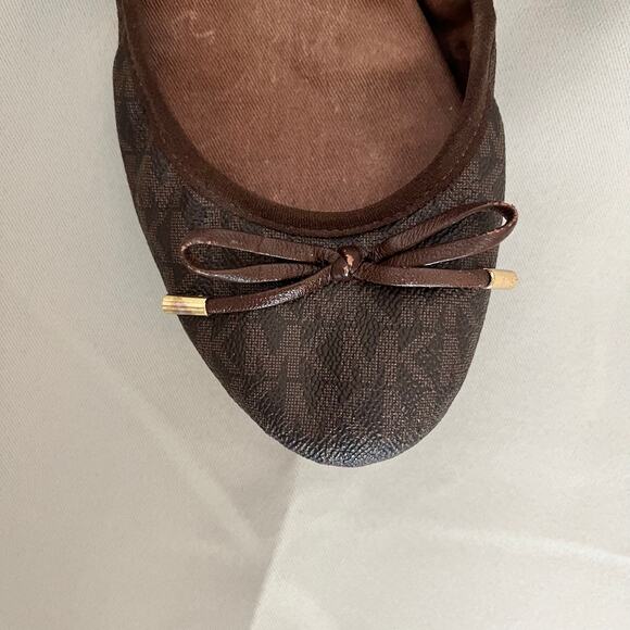 Michael Kors Brown Juliette Logo Ballet Flats Women's Size 10 - Picture 8 of 9